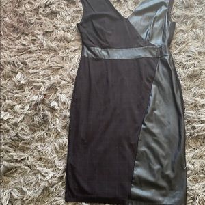 NY &Co faux leather trimmed midi dress